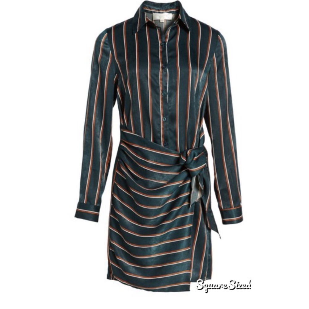J.O.A. Tie front stripe shirt dress